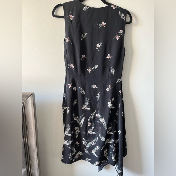 All Saints 100% SILK Black Floral Mini Vista Canna Dress - Size 2 - Picture 9 of 9